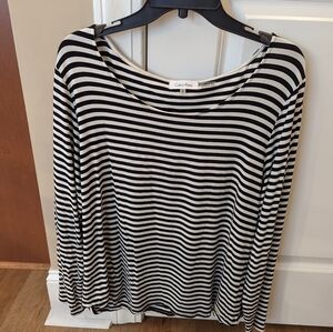 Calvin Klein XL Black and White Striped Women's Top